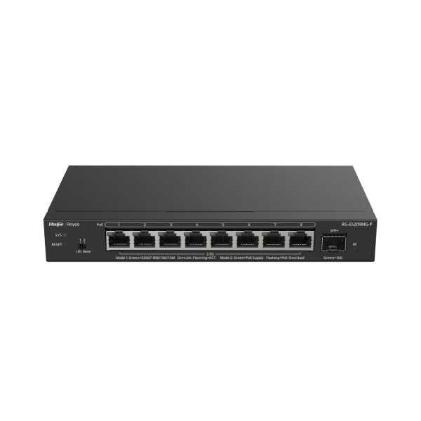 Ruijie RG-ES209MG-P 9-Port 2.5G PoE+ Cloud Managed Switch with SFP Uplink